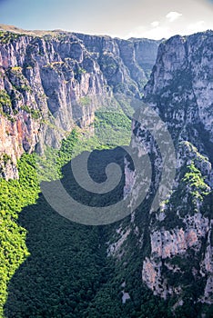 View of Vikos Gorge, a gorge in the Pindus Mountains of northern Greece