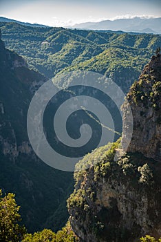 View of Vikos Gorge, a gorge in the Pindus Mountains of northern Greece