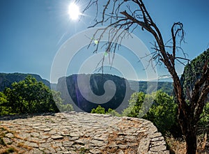 View of Vikos Gorge, a gorge in the Pindus Mountains of northern Greece