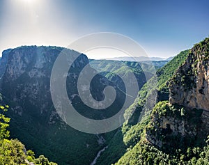 View of Vikos Gorge, a gorge in the Pindus Mountains of northern Greece