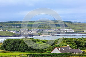 View of village and beach nearby Giant's Causeway, in Northern I