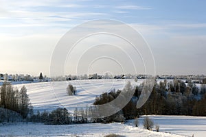 View of the village Boyar in Verkhovazhsky District in winter photo