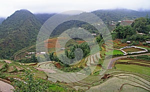 View of village CatCat with rice terraces