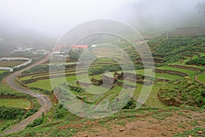 View of village CatCat with rice terraces