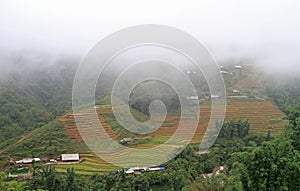 View of village CatCat with rice terraces