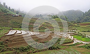 View of village CatCat with rice terraces