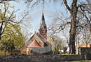 View of a village church near Berlin.