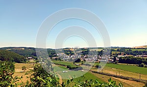 View on village Erpeldange in the green nature of the Ardennes of Luxembourg