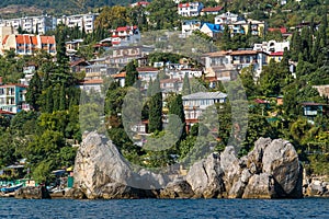 View of the village Gurzuf from the sea