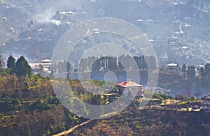 View of village on mountains in Georgia