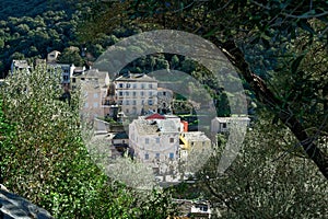 View of the village of Nonza, Cap Corse in Corsica France