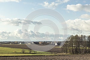 View of the village from the plowed fields.