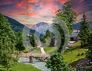 View of the village of Ramsau in Berchtesgadener Land
