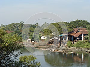 A view of a village the river