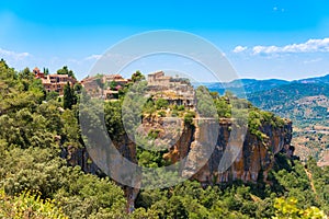 View of the village Siurana de Prades, Tarragona, Catalunya, Spain. Copy space for text.