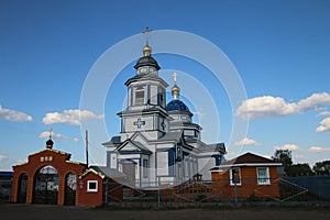 View of the village wooden church in the village of Lutsk Chuvashia