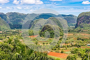 View of the Vinales valley, Pinar del Rio, Cuba. Copy space for text. photo