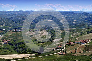 View on vineyards of Langhe Roero, UNESCO World Heritage in Piedmont, Italy