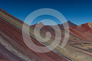 View of Vinicunca Rainbow Mountain in Peru in Afternoon