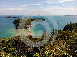 View of Virgin Island from Governor`s Island viewing platform, Hundreed Islands National Park, Alaminos, Philippinnes