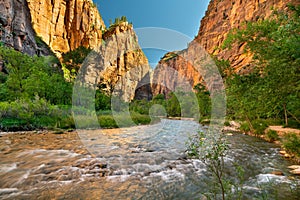 View  of the Virgin River towards the Narrows location.