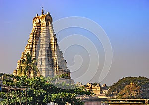 View of the Virupaksha temple from Hampi, India.