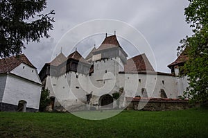 View of Viscri fortified church (castle), Transylvania, Romania, UNESCO heritage