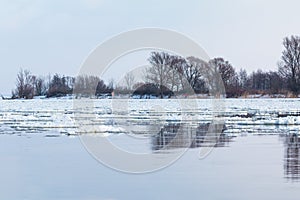 A view of the the Vistula river in winter. Poland