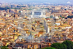 View on Vittoriano and old Roman buildings from Villa Borghese