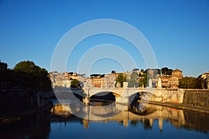 View of Vittorio Emanuele bridge, Rome, Italy