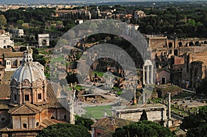 View From Vittorio Emanuele II Monument To Roman Forum In Rome Italy