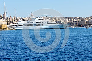 The view on Vittoriosa and motor yachts