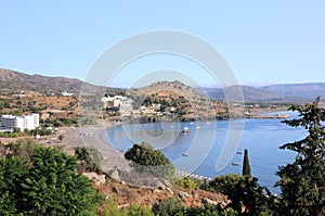 View of Vlicha Bay, Lindos. Rhodes, Greece, Europe.