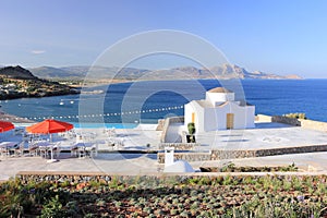 View of Vlicha Bay, Lindos. Rhodes, Greece, Europe.