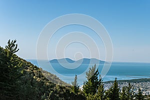 View of Vlora shore and Sazan island