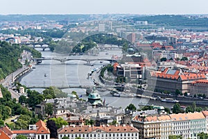 View of Vltava river and Prague city