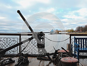 View of the Volga River from the landing stage of the old pier