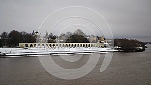 View of the Volkhov River and the Arcade of Gostiny Dvor.