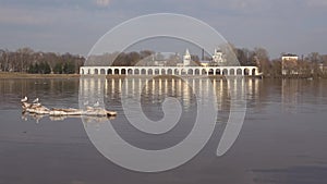 View of the Volkhov river and Yaroslav court. Veliky Novgorod, Russia