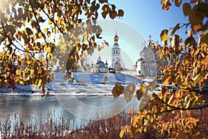 View at Vologda Kremlin from riverbank