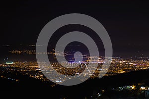View of Volos City with lights at night