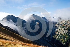 View from Volovec at Tatra mountain peaks