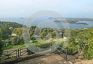 View from Viewpoint Casanova. Vrsar over islands off the Istrian Peninsula