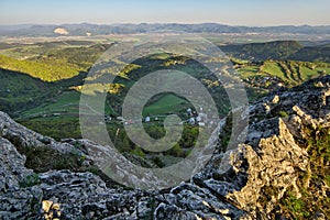 View from Vrsatec rocks in Biele Karpaty towards east