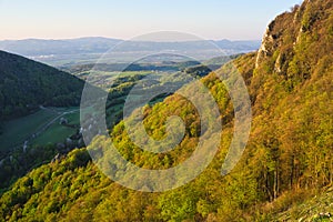 View from  Vrsatec rocks in Biele Karpaty towards the valley