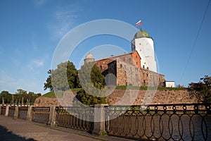 View of Vyborg castle and St. Olavâ€™s tower. Summer season. European part of Russia