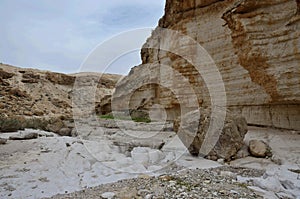 View of Wadi Murabba`at canyon,Judean desert, Israel,Middle East