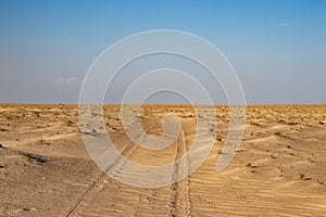 View of wahiba sand desert from coast