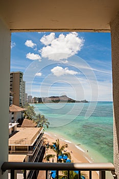 View of Waikiki Beach from Hotel Room