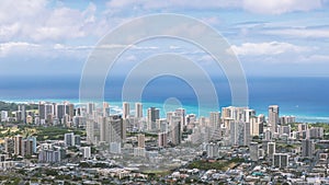 View of Waikiki district from Tantalus lookout, Oahu, Hawaii